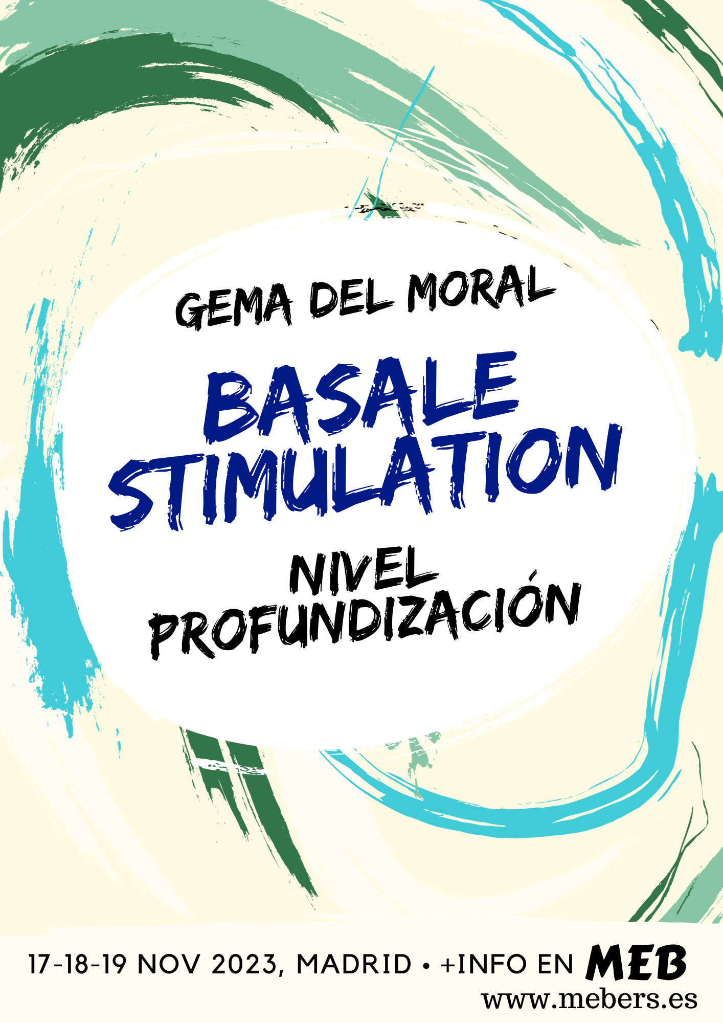 Cartel sobre la formación en estimulación basal que se va allevar a cabo en MEB en Noviembre de 2023