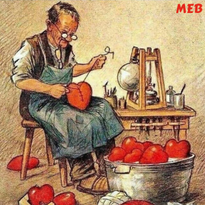 Un remendador de corazones rotos cosiendo.