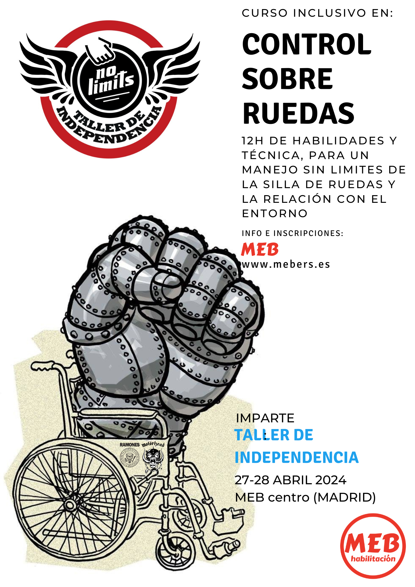 cartel curso de taller de independencia en MEB